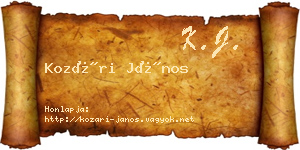Kozári János névjegykártya
